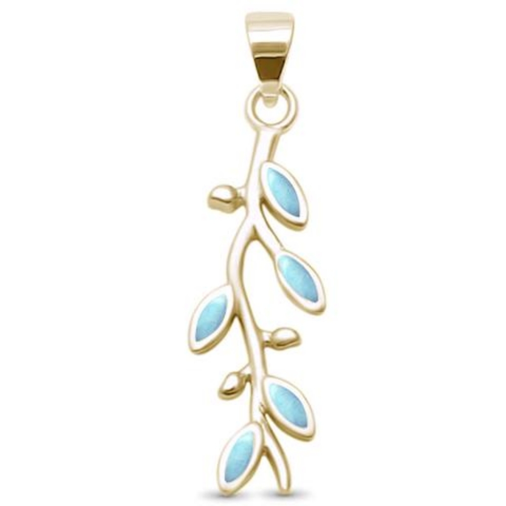 cute! yellow gold plated natural larimar pe